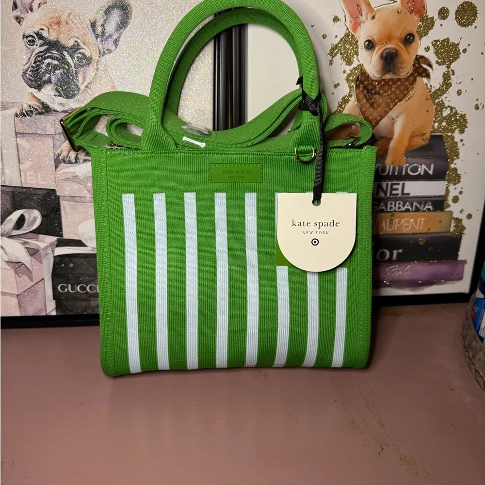 Kate Spade x Target Green Structured Tote with 4 Playful Charms & Card Case - Picture 3 of 8